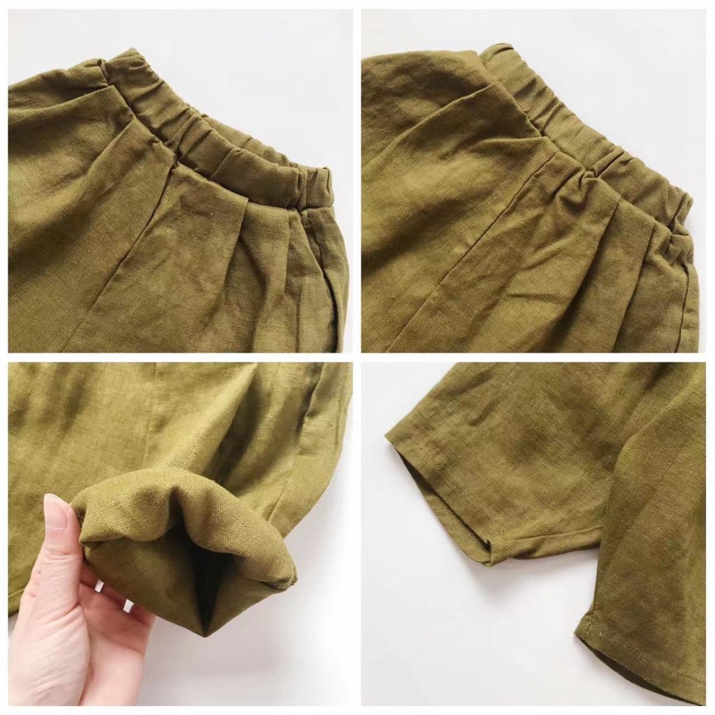 Quần Harem Cotton Lanh Thoáng Khí Phong Cách Nhật Bản Màu Sắc Đơn Giản Thời Trang Mùa Hè Cho Bé Gái 0602