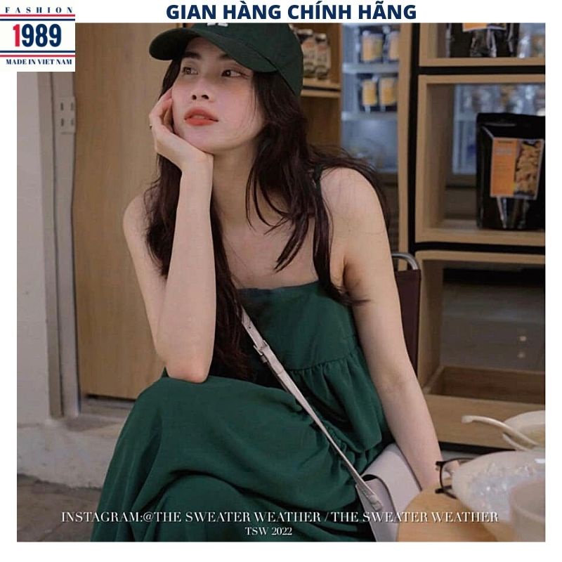 Đầm babydoll 2 dây kiểu dáng hàn quốc maxi đi biển tiểu thư bánh bèo dễ thương ,váy dự tiệc ulzzang suông rộng -PHƯƠNG