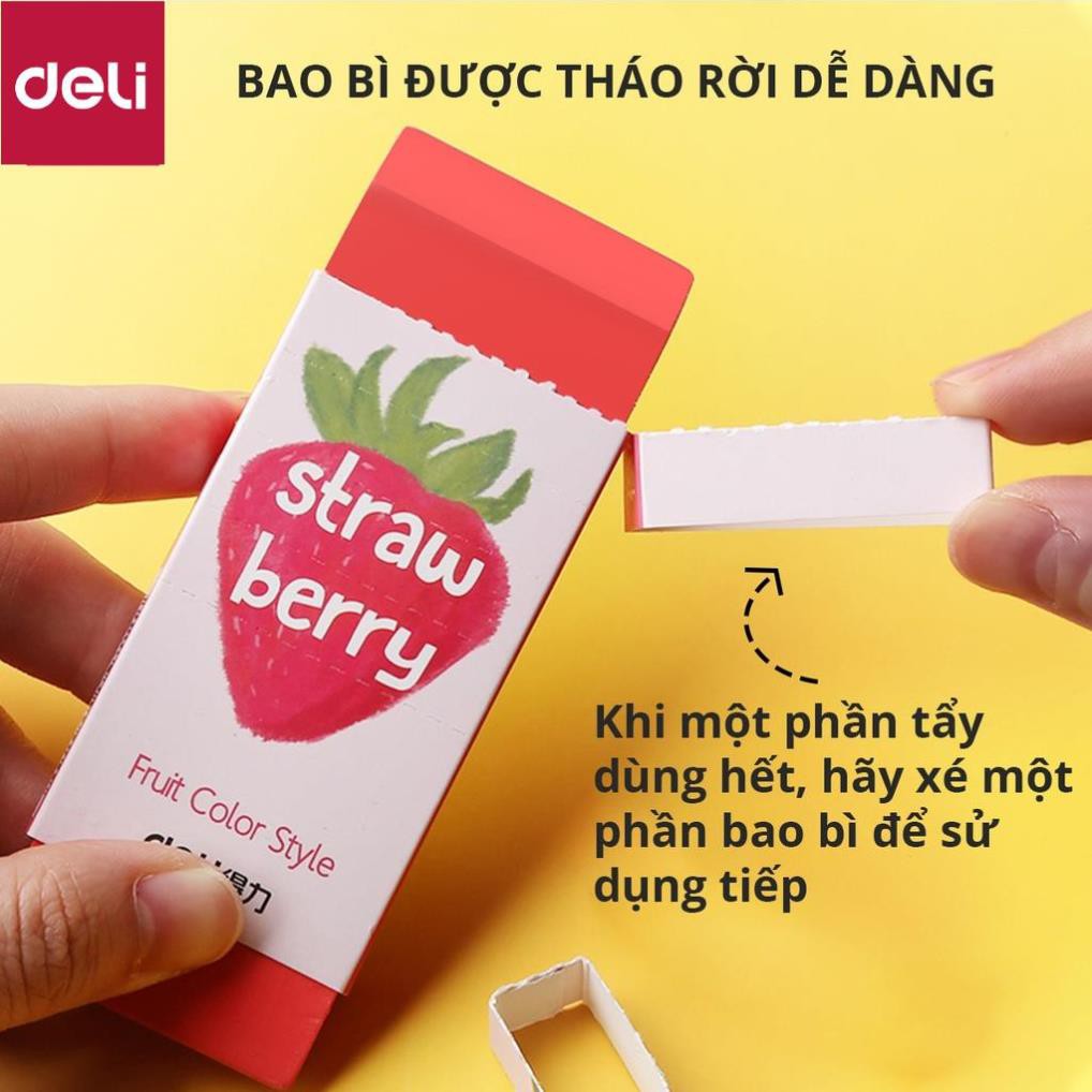 Gôm tẩy Deli hình vẽ hoa quả Đỏ/ Xanh lá/ Vàng/ Xanh ngọc - 71050 [Deli]