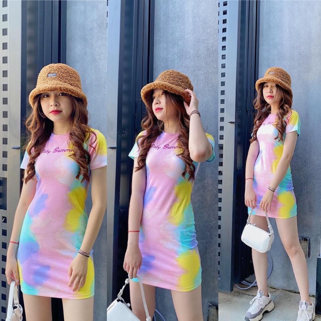 Đầm body loang màu