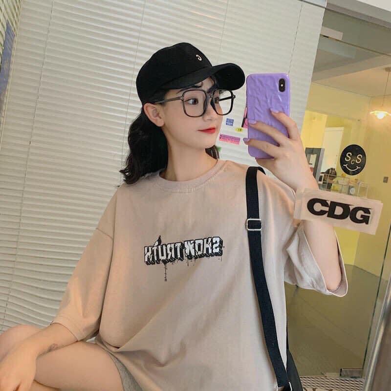 Áo phông nữ unisex form rộng tay lỡ in hình cổ tròn NAVISA AT10