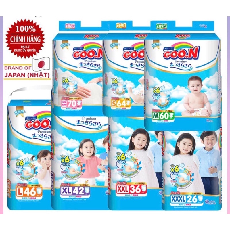 Bỉm Goo.N Premium đủ size quần/ dán NB, M, L, XL, XXL, XXXL