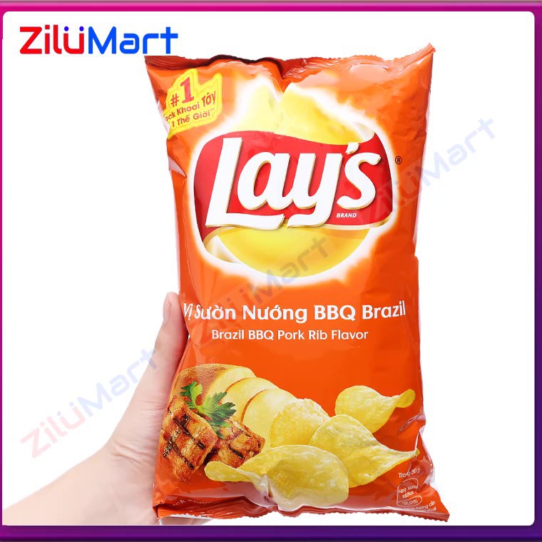 [HỎA TỐC HCM] Snack khoai tây Lay's vị sườn nướng BBQ Brazil loại 63g