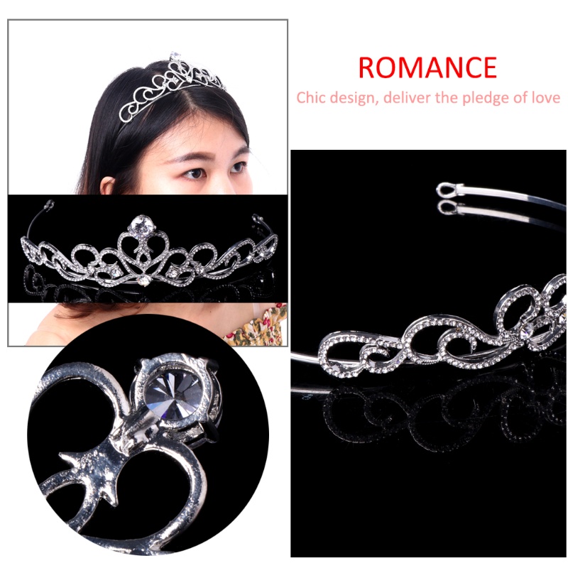 Vương Miện Đội Đầu Đính Đá Hình Trái Tim Cho Cô Dâu Ngày Cưới