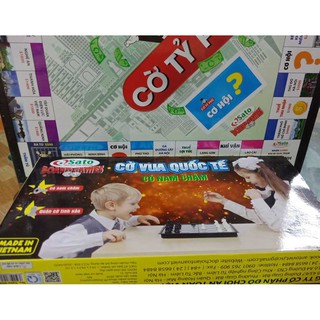 Bộ 2 sản phẩm cờ tỷ phú, cờ vua quốc tế sato kích thước 31x31cm