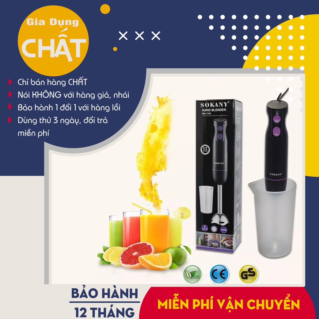 [Hàng Nội Địa] Máy xay cầm tay Sokany tặng kèm cốc - Bảo Hành 12 Tháng