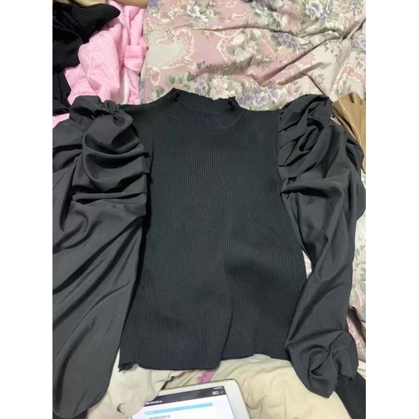 A7 Áo Len Tăm Tay Bồng Sơ Mi Có Hai Màu Thu Đông | BigBuy360 - bigbuy360.vn