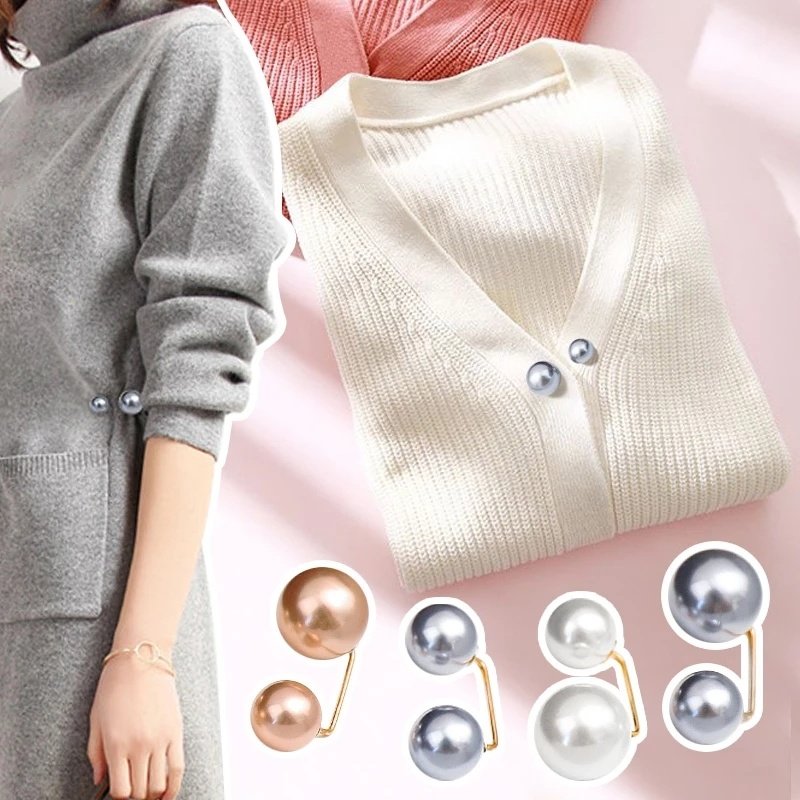 Bộ 3 Ghim Cài Áo Đính Ngọc Trai Đôi / Kim Loại / Áo Khoác / Áo Sơ Mi / Áo Khoác