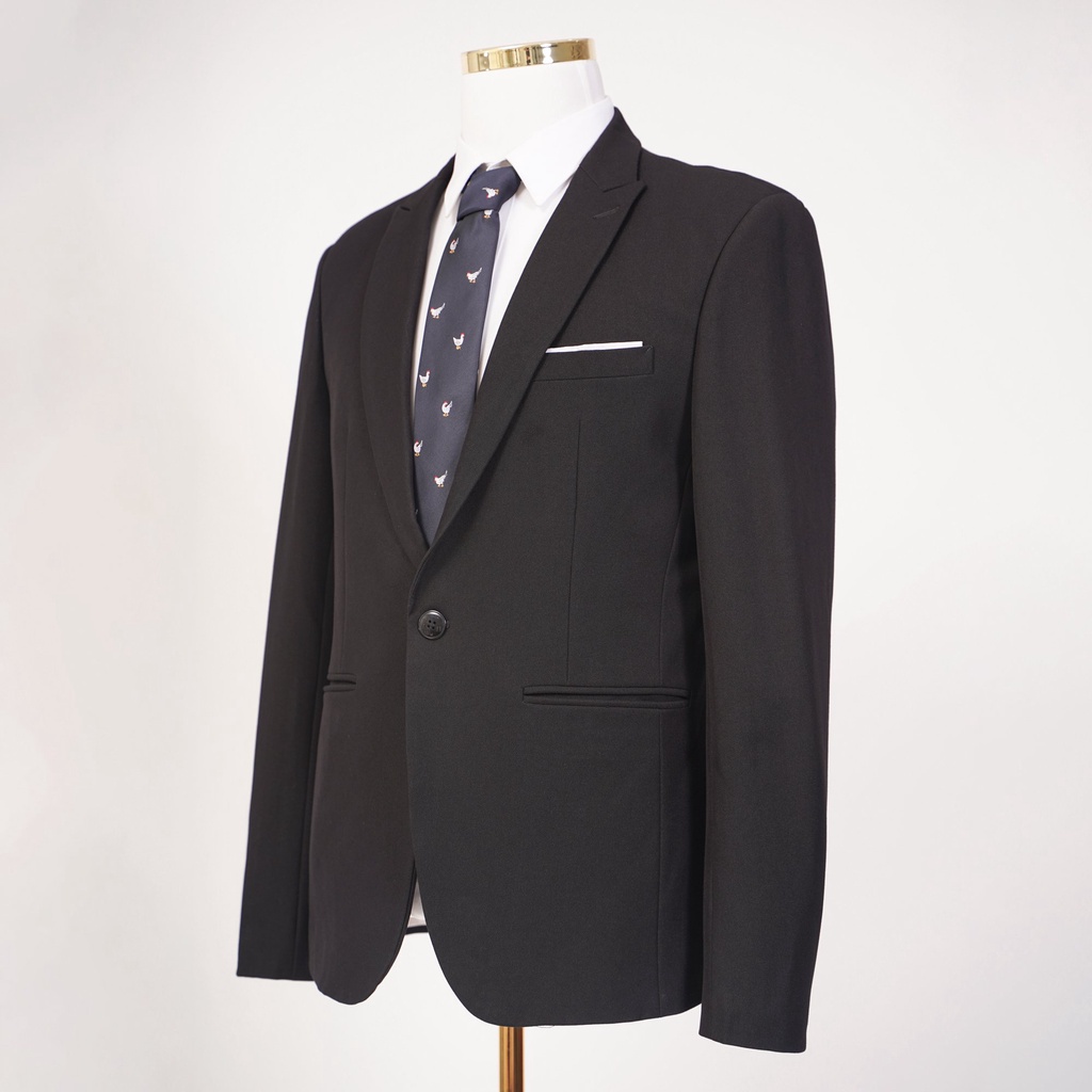 Áo vest nam đen cổ điển 1 khuy 2 túi công sở chất liệu cao cấp dày dặn The Suits House