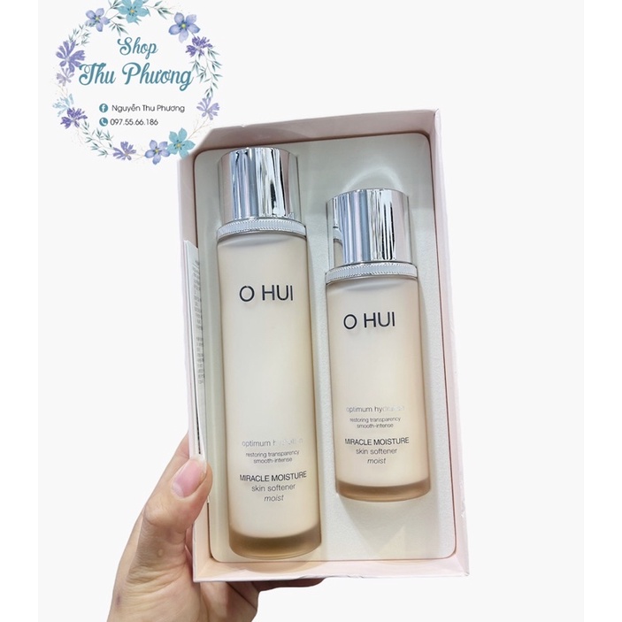 Sét Nước hoa hồng dưỡng ẩm cho da khô OHUI Miracle Moisture Skin Softener Moist 150ml + 100ml