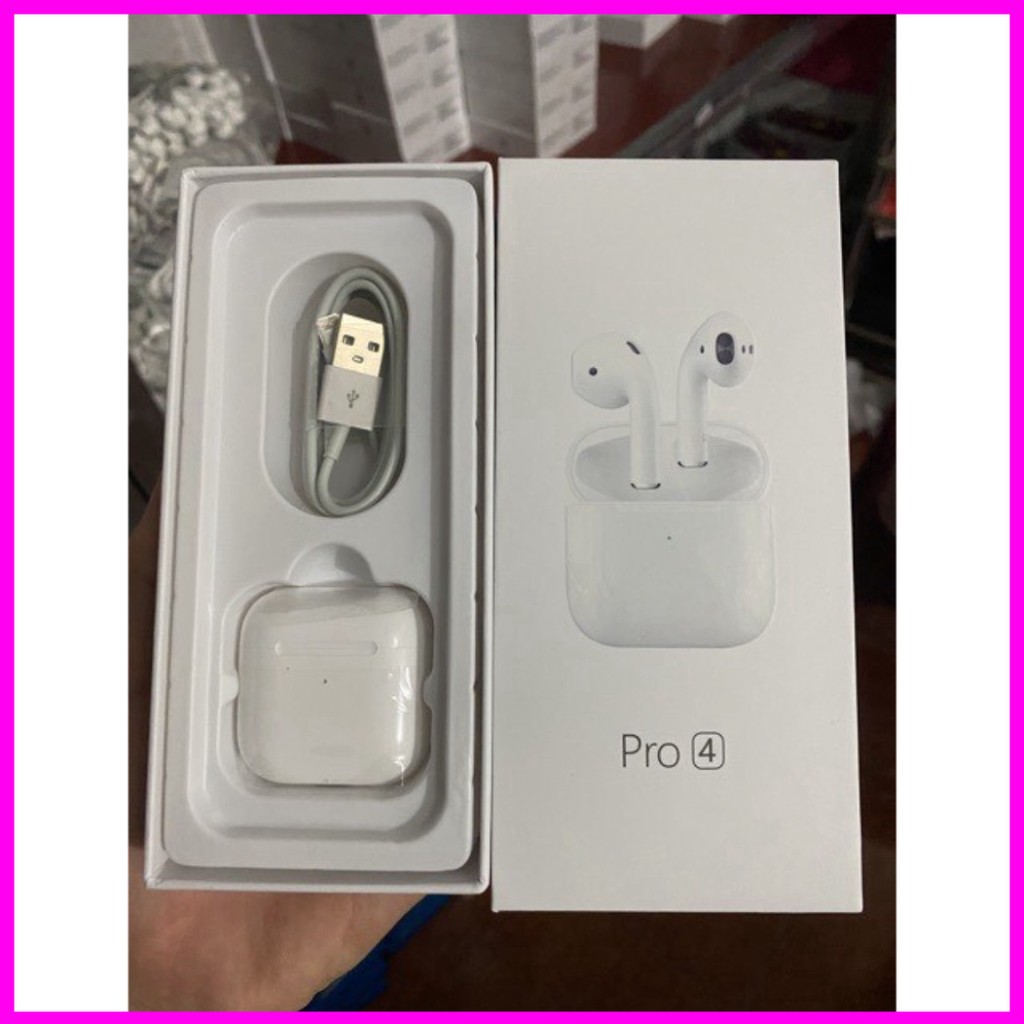 Tai Nghe Bluetooth Airpods Pro 4 Loại 1 . Tự Động Kết Nối Với Iphon . Âm Thanh Cực Đỉnh (Cam Kết Chất Lượng