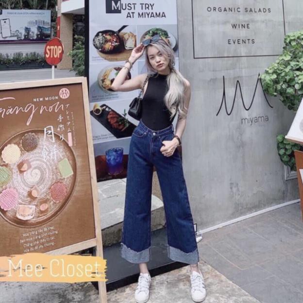 12.12 Xả - Quần Ống Rộng 9 Tấc Cotton Đậm / Nhạt - Quần Jean Ống Rộng PHOM TO - Lưng Cao LAI LẬT Y88 ' 2021 . ) # .