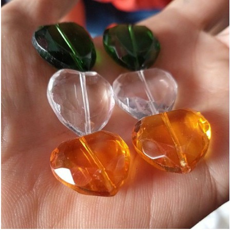 2-5 viên đá pha lê thủy tinh trái tim ❤️ 18mm