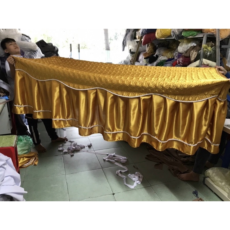 CẢ BỘ Ga giường phi lụa trần bông cao cấp cho spa, salon gồm CHĂN - GA - GỐI