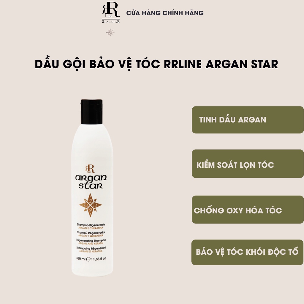 Dầu gội chăm sóc và tái tạo tóc hư tổn Italia RRline Argan Star Shampoo