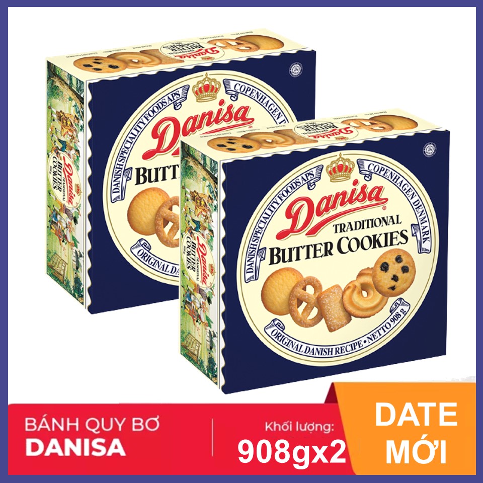 Combo 2 hộp Bánh quy bơ Danisa Size đại Hộp 908gX2 (date mới)