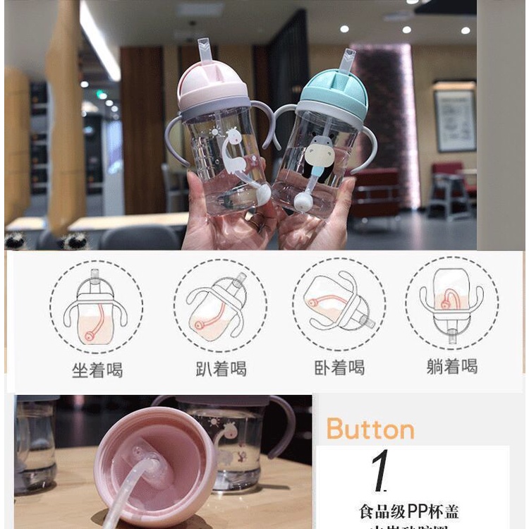 Bình Nước Có Ống Hút Chống Rơi Thiết Kế Nhỏ Gọn Thời Trang Mùa Hè Cho Bé