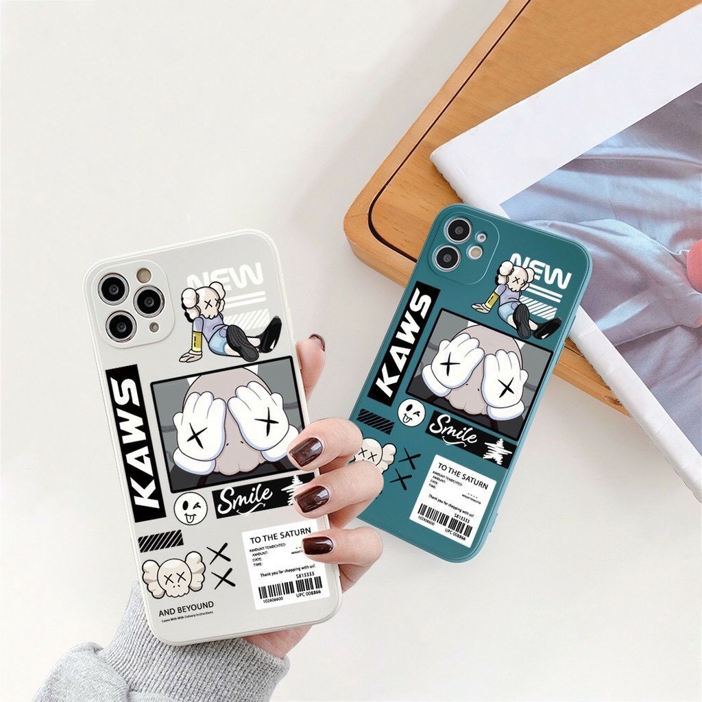Ốp Lưng Iphone Dẻo Cạnh Vuông In Hình Gấu Kaws Smile Ip7,8plus,x,xs,xsmax,11,11promax,12,12promax,13,13prmax