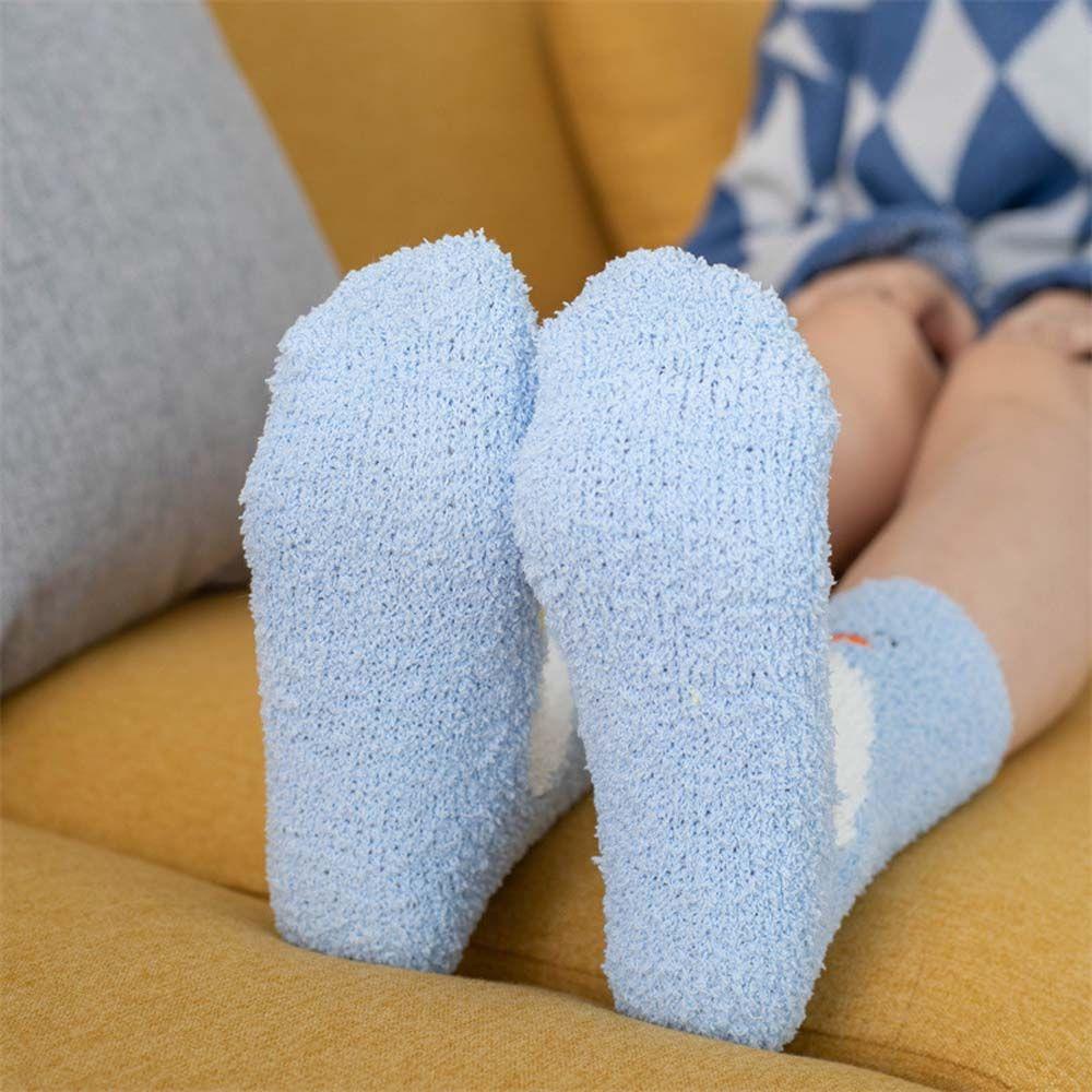 Vớ Lông Cừu San Hô Mềm Mại Họa Tiết Vịt Hoạt Hình Dễ Thương Cho Bé Gái