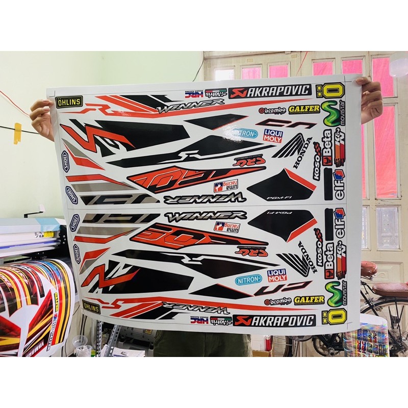 Tem rời Winner dán xe trắng tem in 3 lớp ko bay màu