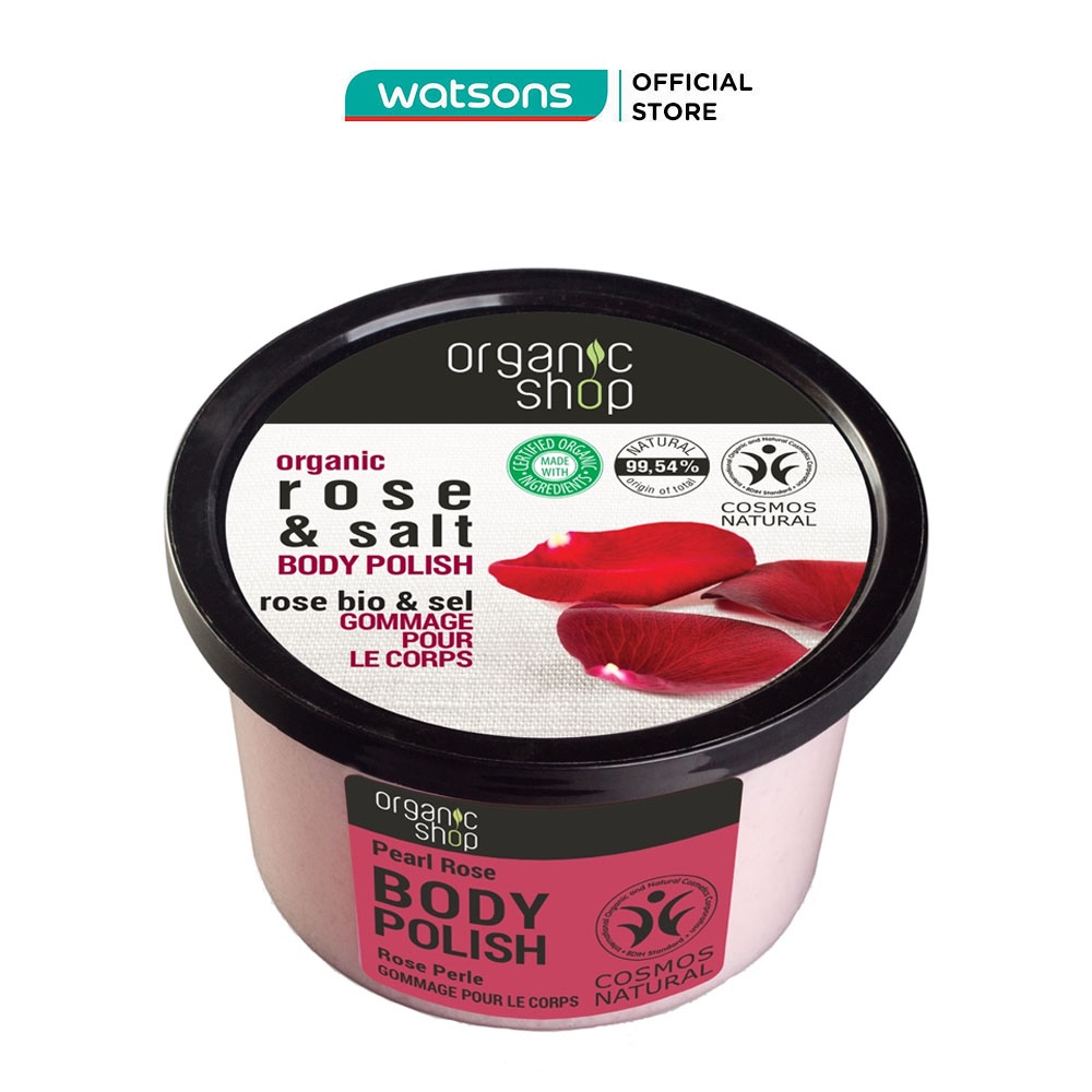 Tẩy Tế Bào Chết Body Organic Shop Hoa Hồng &amp; Ngọc Trai 250ml