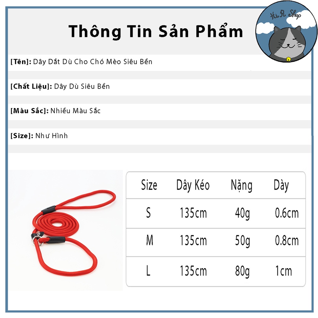 Dây Dắt Chó Mèo Chất Liệu Dù Siêu Chắc Chắn Bền Bỉ