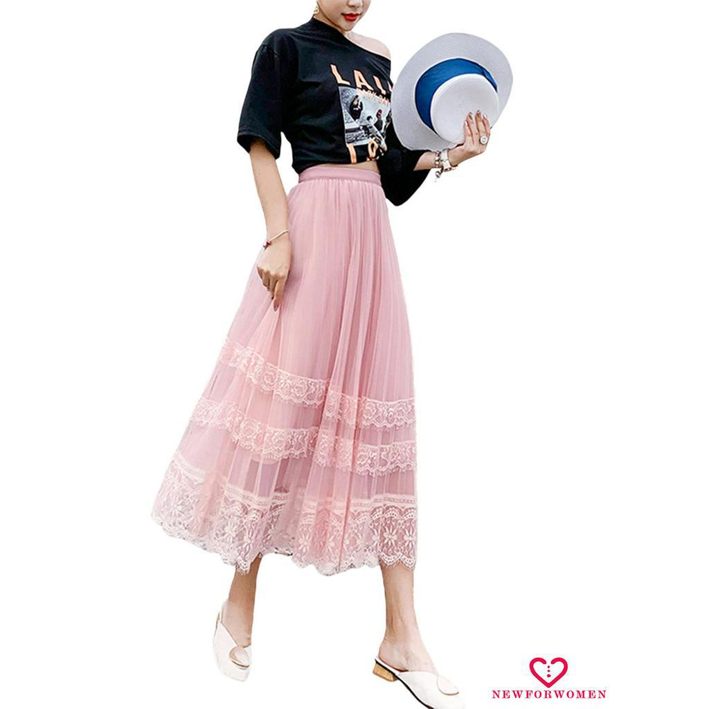 Chân Váy Lưới Họa Tiết Hoa Thêu Thời Trang Cho Nữ