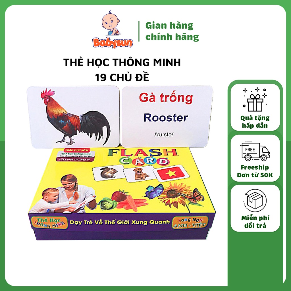 Bộ 250 thẻ học thông minh song ngữ anh việt 19 chủ đề có phiên âm, thẻ Flashcard giáo dục sớm cho bé, Combo thẻ học