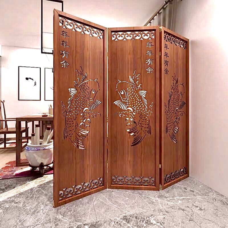 Bộ 3 tấm vách bình phong ngăn phòng, màu nâu cánh gián (357) kích thước 180x150cm TẶNG 6 chân vách  - HOME DECOR
