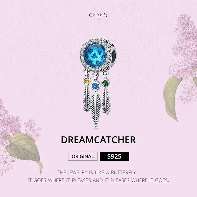 Hạt Charm Bamoer Họa Tiết Lông Vũ Đính Đá Trang Trí Vòng Tay Bằng Bạc 925