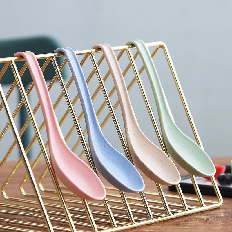 Set 4 muỗng múc canh cán dài cỡ lớn bằng sợi lúa mì