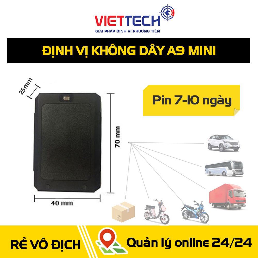 Định vị không dây A9 mini giám sát xe máy ô tô, Thiết bị nhỏ gọn có nam châm hít rất chắc. Giá sỉ mua ngay