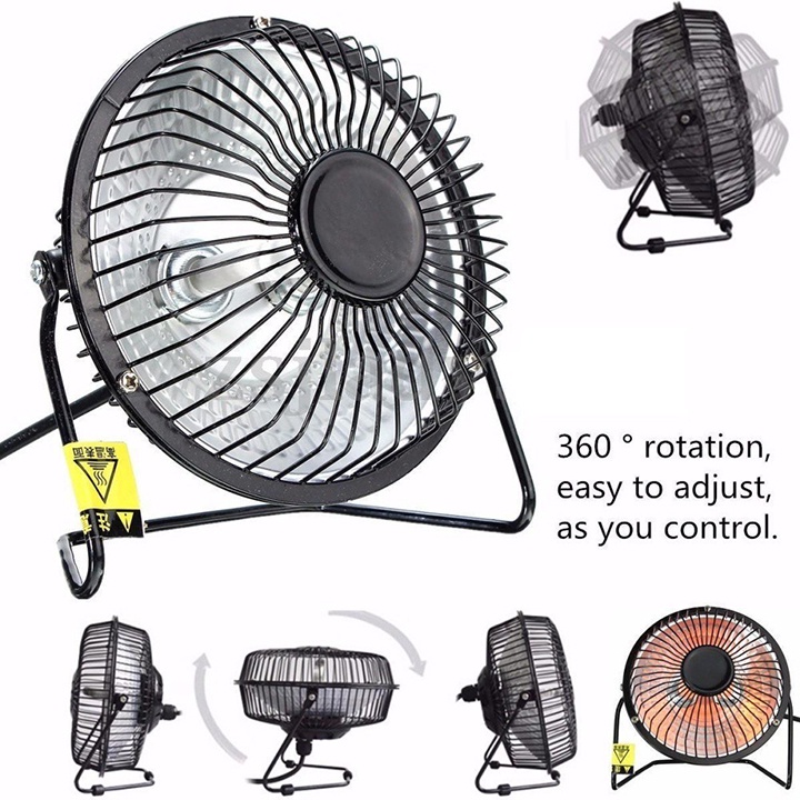 Quạt Sưởi mini Heater Fan 360 độ 4 inch, Máy Sưởi Hồng Ngoại Để Bàn Siêu Ấm Áp