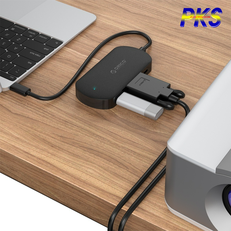 Cáp chuyển đổi đa năng Type-C to USB 3.0-A / Type-C / VGA Adapter ORICO TCV1 - Màu Trắng - Hàng chính hãng
