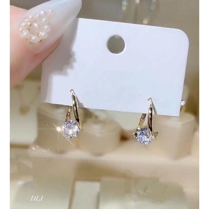 bông tai móc cheo ổ đá , bạc chuẩn