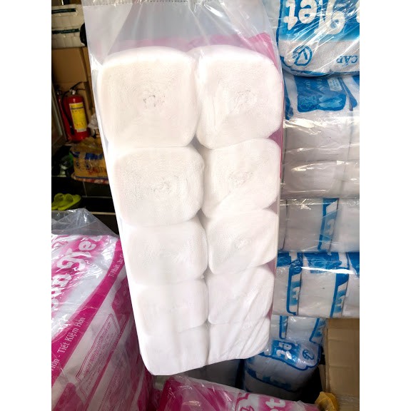 1 lốc ( 10 cuộn ) giấy vệ sinh saigon net không lõi màu hồng 200gram