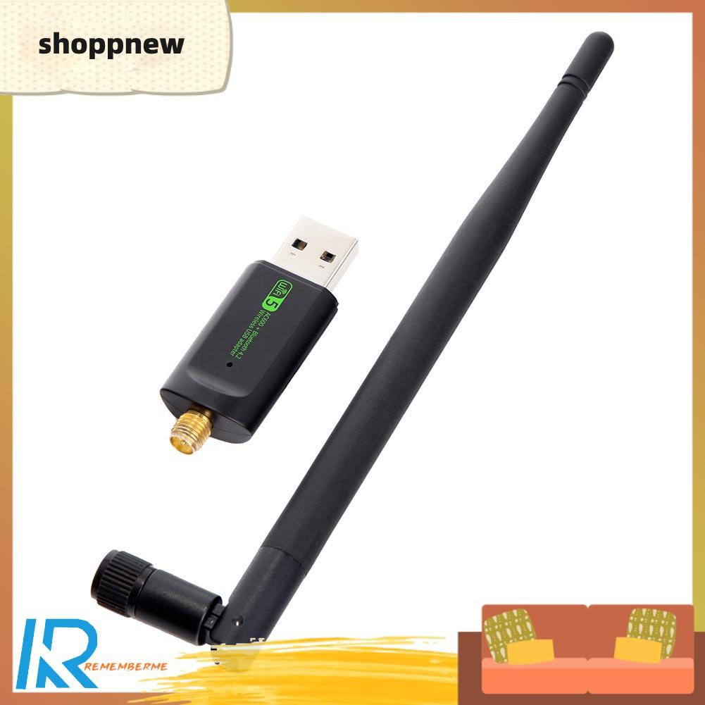 Shoppnew 600Mbps Wireless Network Card USB WiFi Adapter LAN with Bluetooth RTL8821