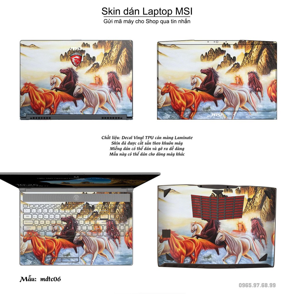 Skin dán Laptop MSI in hình Mã Đáo Thành Công (inbox mã máy cho Shop)