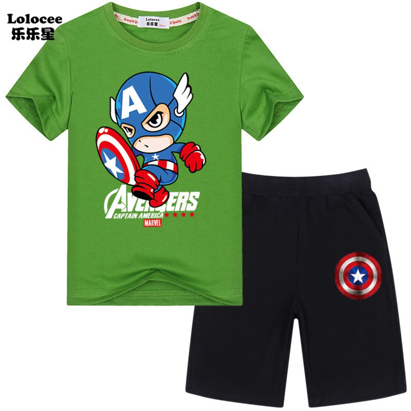 NEW Bộ Đồ Thể Thao In Hình Captain America Thời Trang Cho Bé Trai 2020