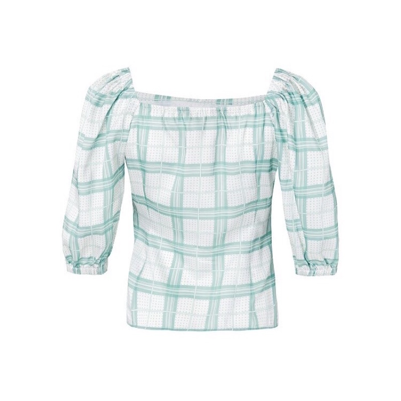 Áo lụa kẻ xanh Urban Revivo