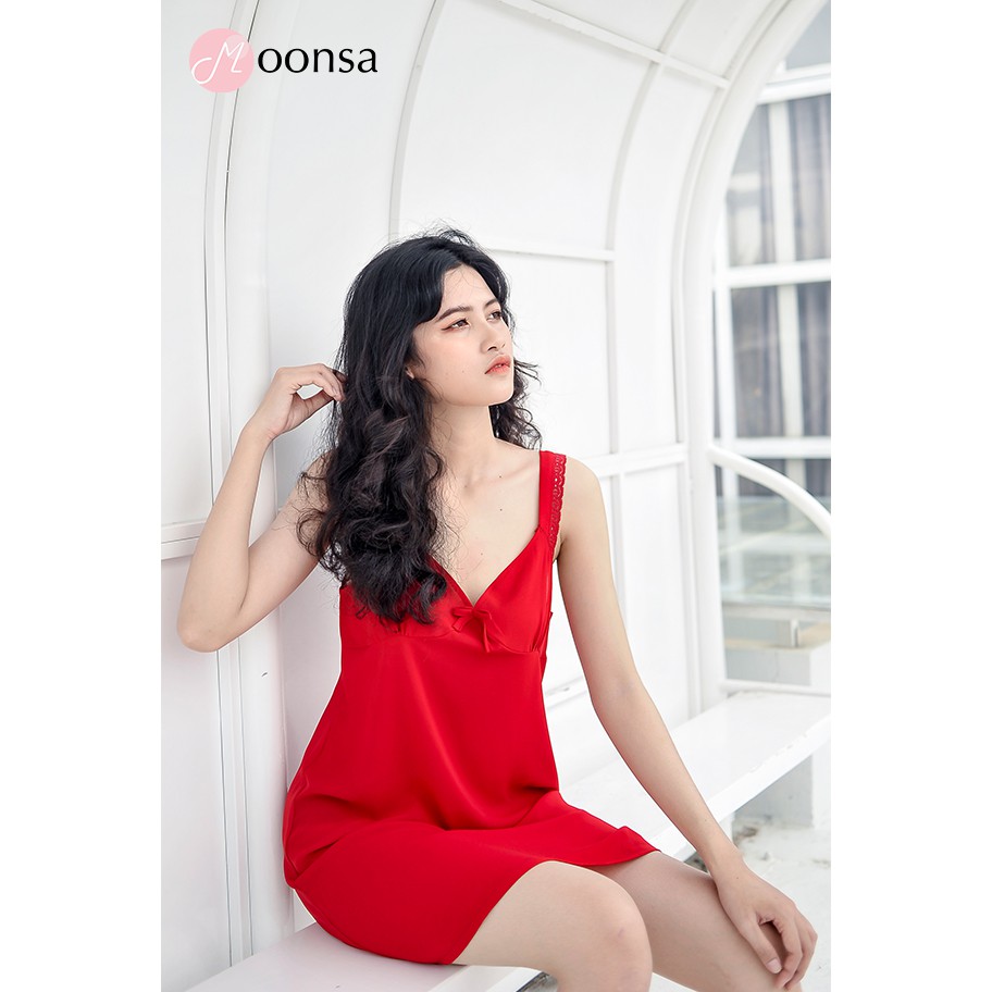 Đầm Ngủ  Chất Vải Voan Mịn Nồng Nàn Sắc Đỏ ,Đồ Mặc Nhà, Không Nhăn, Đầm Ngủ Gợi Cảm, Đồ Ngủ Thoáng Mát