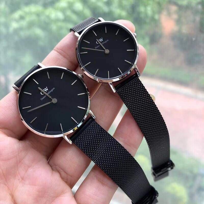 Đồng hồ Nam Nữ D\W Classic Petite Dây Lưới Đen- mặt đen - Đủ Size 28mm 32mm | BigBuy360 - bigbuy360.vn