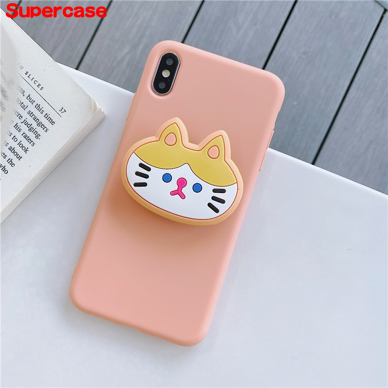 Soft phone case for Xiaomi Mi CC9 A3 9 Lite SE Mix 3 2 2s Play 3D Cartoon Animal Cat Dog Kitten Puppy Lion Bracket