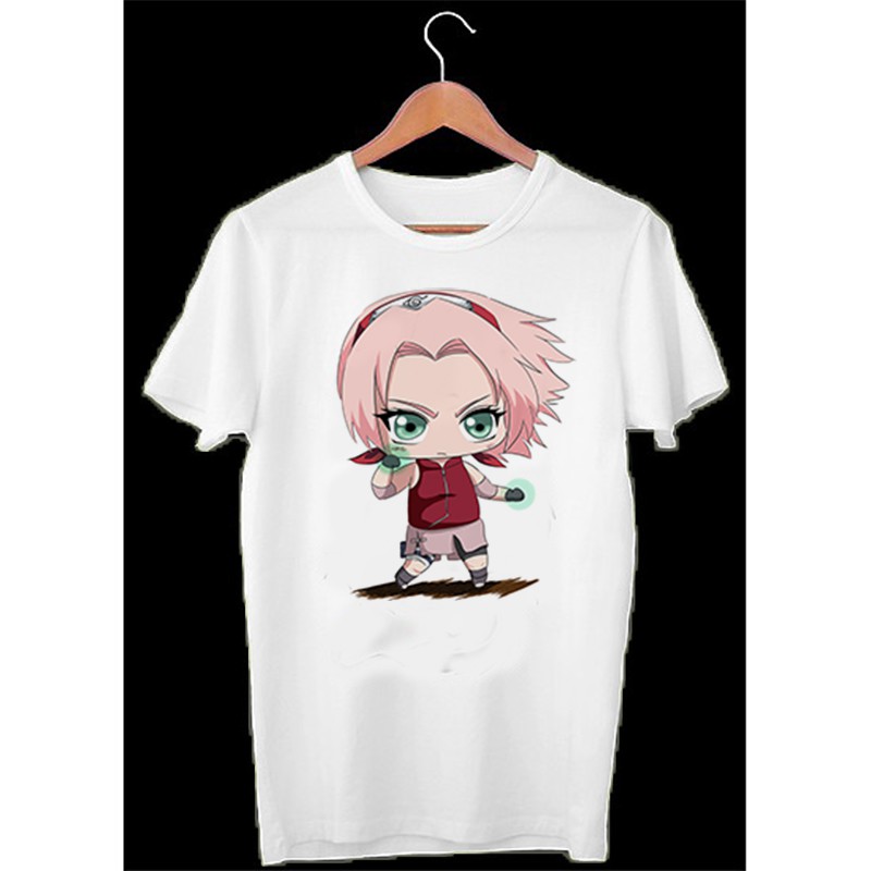 Áo thun Cotton Unisex - Nhân vật Haruno Sakura - Naruto - Chibi - Haruno Sakura chibi quyết liệt
