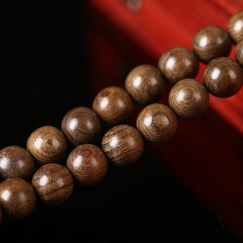 Vòng đeo tay Huanghuali 108 hạt Phật, cổ màu vàng biển, gỗ cẩm lai Viết bóng bằng mun chuỗi nhiều