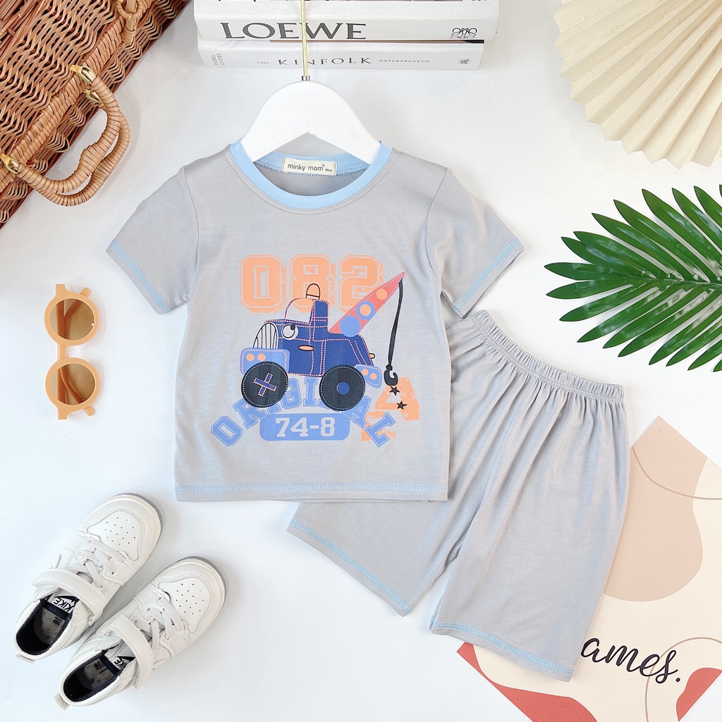 Đồ bộ bé trai gái MINKY MOM size đại cộc tay thun lạnh, bộ quần áo cho bé trẻ em mặc ở nhà 1 2 3 4 5 6 7 8 tuổi BC058