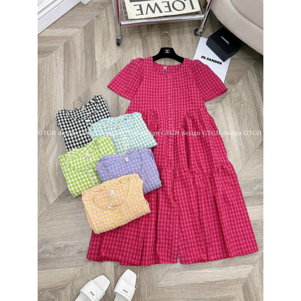 Đầm babbydoll tay phồng chất sơ mi đũi, váy nữ dịu dàng nữ tính Hàn Quốc