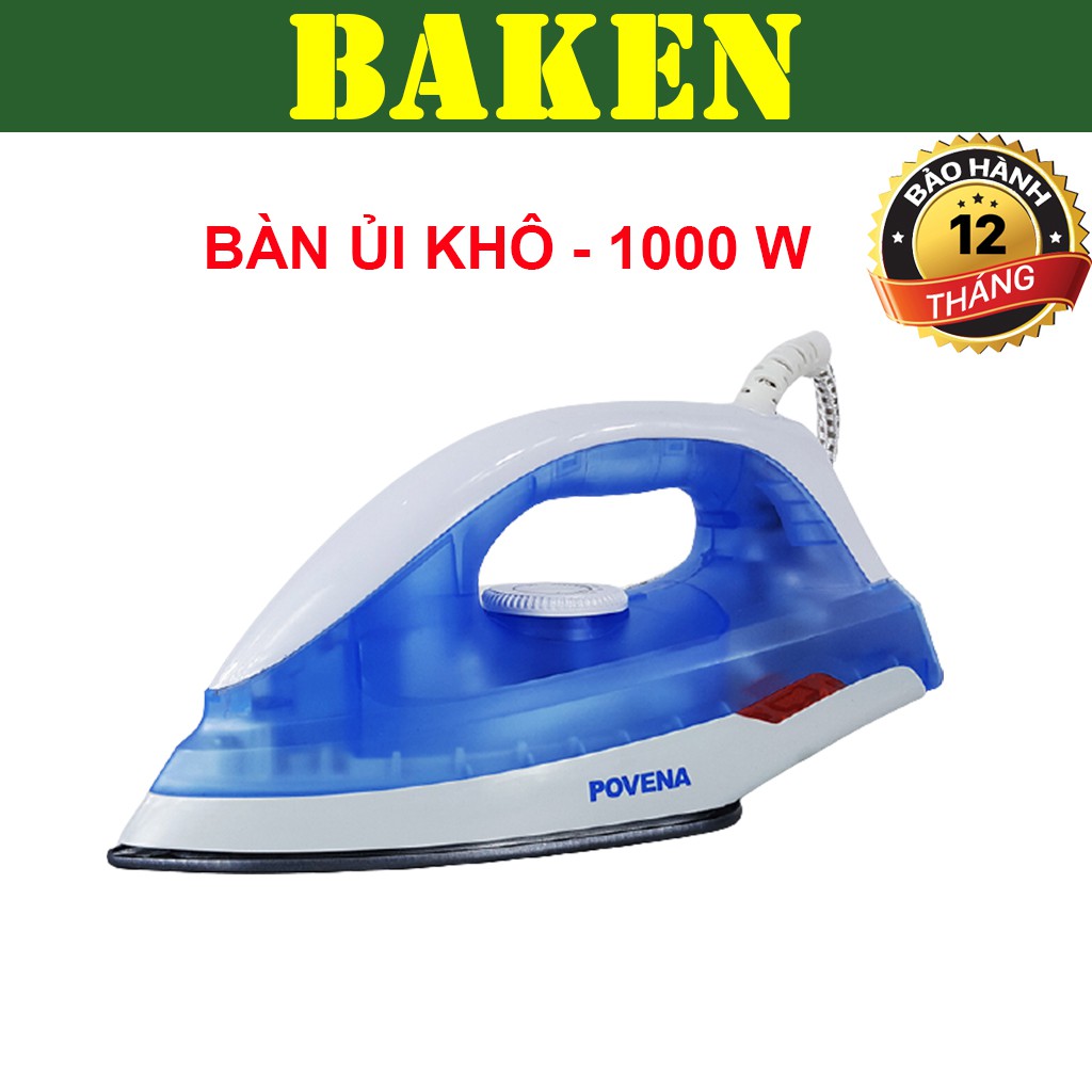 Bàn Ủi Khô POVENA - PVN-9210 - Bàn Là Điện Đế Gang Chống Dính - BAKEN