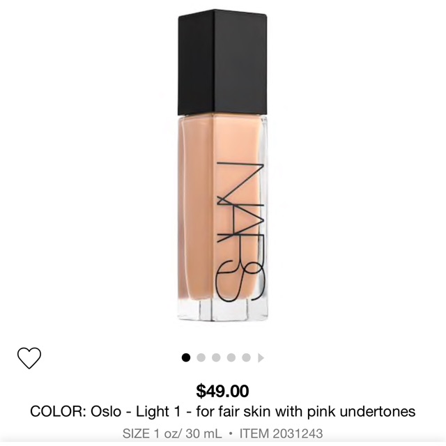 Kem nền NARS NATURAL RADIANT LONGWEAR FOUNDATION Fullsize 30ml