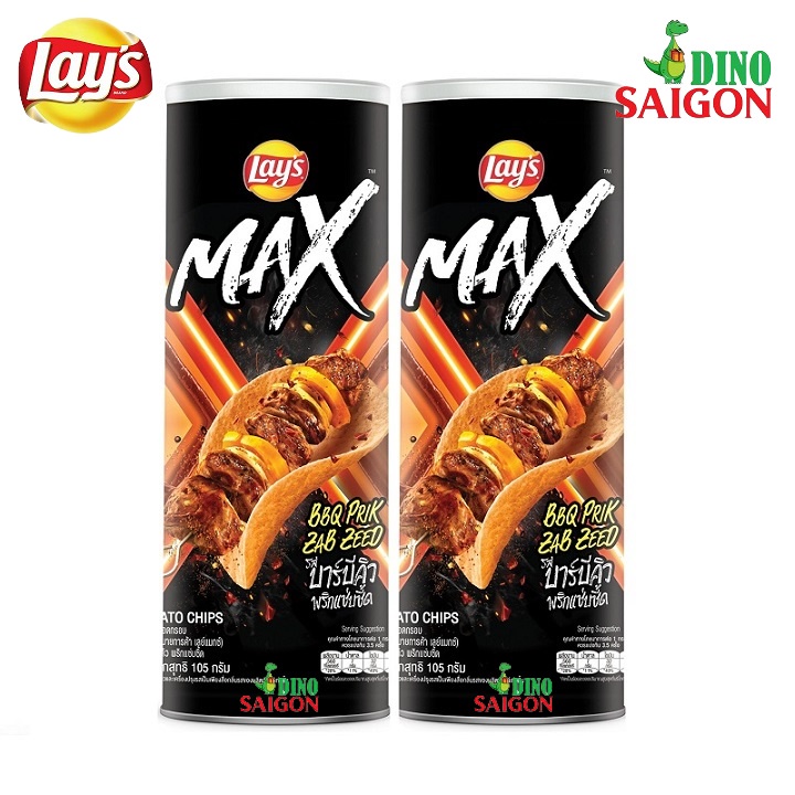 Combo 2 Hộp Bánh snack Khoai tây miếng Lay's Max Thái 105g vị Sườn cay nướng BBQ